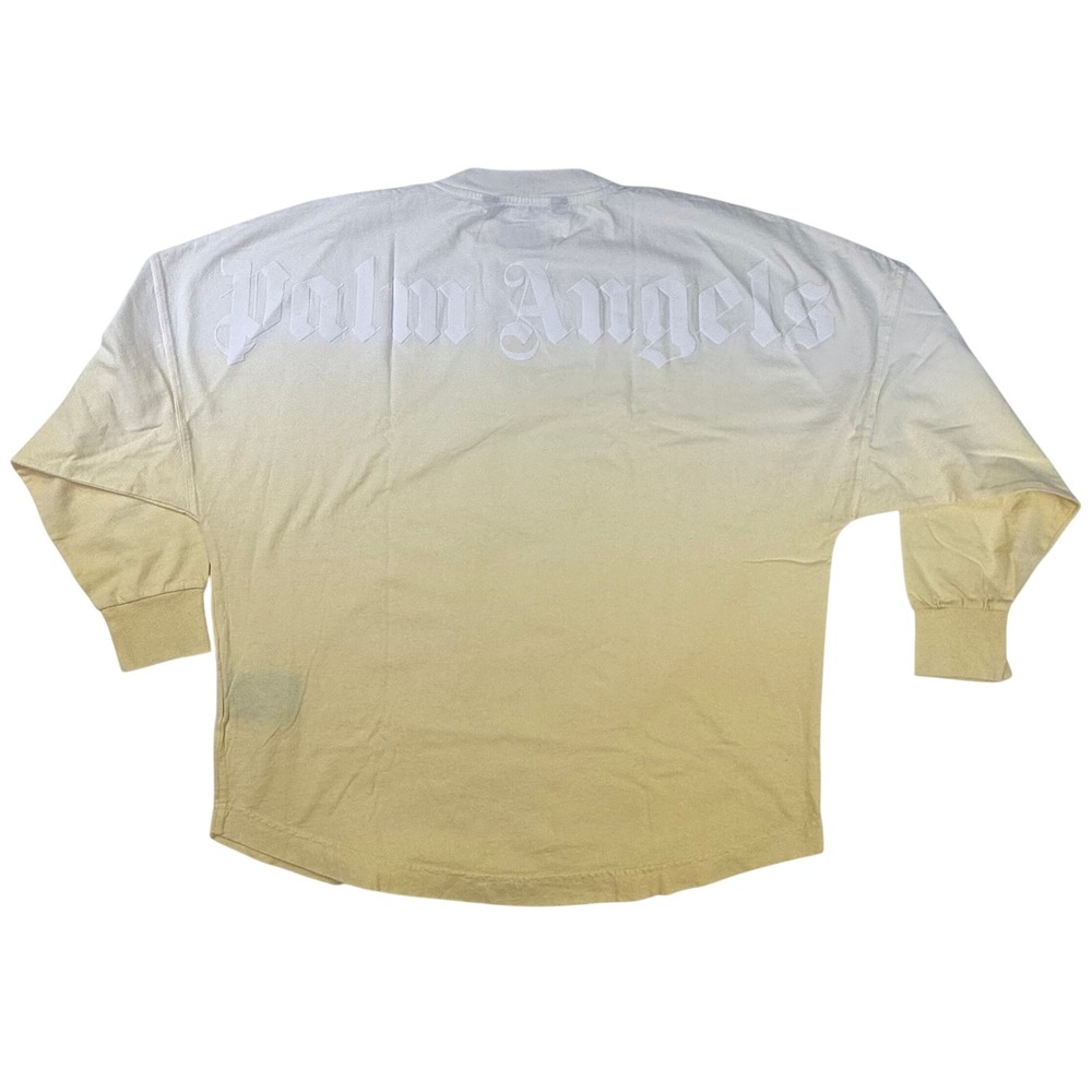 Palm Angels Ombre Gradient Logo Long Sleeve T-Shirt Yellow White Mens M